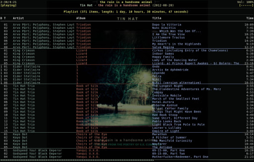 Скриншот ncmpcpp с тёмной обложкой